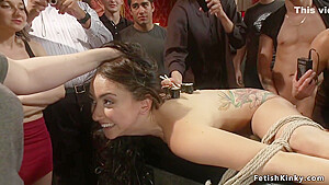 Tied Small Tits Sub Gangbang In Public