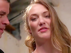 Tied babe gets gangbang slave training