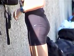 Tight short shorts are worn by the well shaped amateur 03f