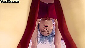 Trans beauty penetrates female in pussy after yoga session