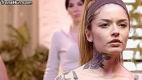 Trans beauty penetrates female in pussy after yoga session