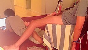 Unaware Tease and Footjob