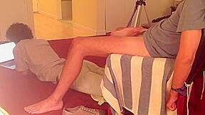 Unaware Tease and Footjob