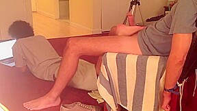 Unaware Tease and Footjob