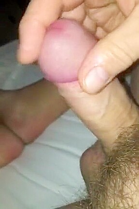 Uncut cock stroking