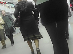 Unknown upskirt of the office-style lady in tight skirt