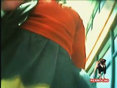 Upskirt panty shot and walking ass view