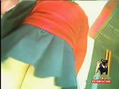 Upskirt panty shot and walking ass view