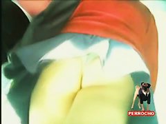 Upskirt panty shot and walking ass view