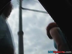 Upskirt pussy caught naked