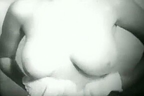 Vintage girl with big tits teases before bathtime