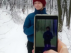 Walk In Snowy Forest Turned Into Choking On Hot Cum
