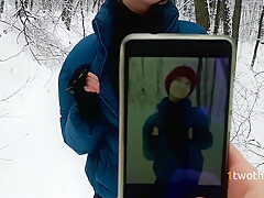 Walk In Snowy Forest Turned Into Choking On Hot Cum