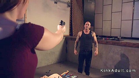 Weapons Trader Bangs Busty In Bondage