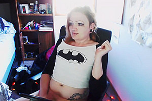 WreckMyShit - Hot Tranny Jerks Her Big Cock Til She Cums Twice!