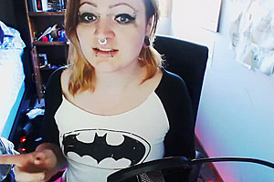 WreckMyShit - Hot Tranny Jerks Her Big Cock Til She Cums Twice!