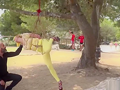 Yellow hair slut anal fucked outdoor