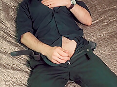 Young Handsome Man Noel Dero Masturbates On The Bed In A Beautiful Suit And Brings Himself To Orgasm