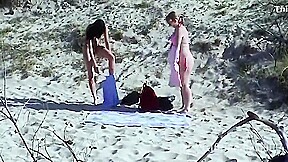 Young Lezzies Love Oil Massage On The Beach