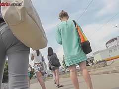 Young brunette accidently exposes her underwear