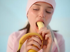 Young nurse and her banana