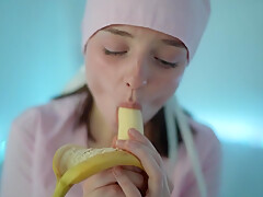 Young nurse and her banana