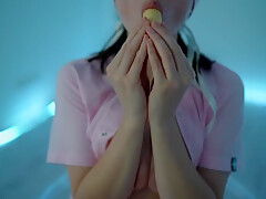 Young nurse and her banana