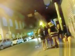 bimbos walk around the town in rather revealing clothes