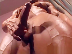 black muscle stud jerks off