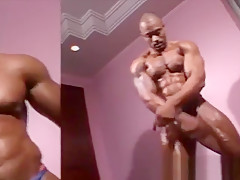 black muscle stud jerks off