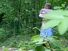 busty blonde teen 18+ pissing in forest