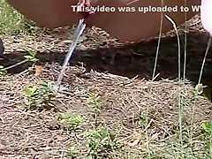 busty blonde teen 18+ pissing in forest