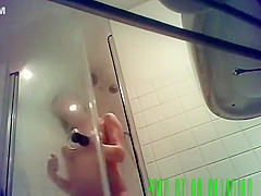 catches chick getting out of shower
