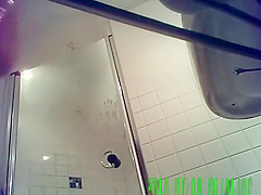 catches chick getting out of shower