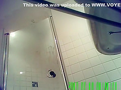 catches chick getting out of shower