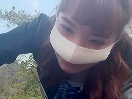 『素人女子大生野外sex』お昼の公園で散歩お花見しながら種付け中出し野外sex！彼女調教/素人カップル/歳の差/美少女/スタイル抜群/色白美乳/リアルハメ撮り/english Subtitles