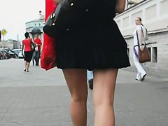 gets up the skirt of a delicious blonde