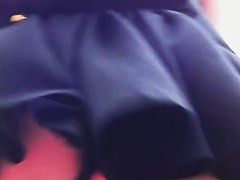 gets up the skirt of a delicious blonde