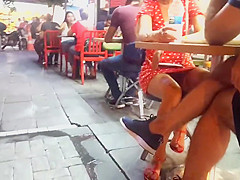 her Sexy sitting upskirt, sexy legs feets toes