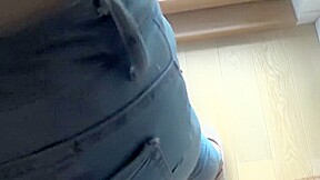 in ripped jeans fuck from behind with cumshot at the end