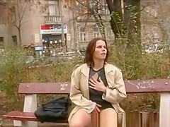red head peeing in the park