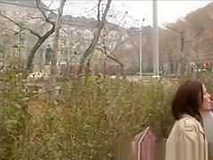 red head peeing in the park