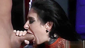 tattooed chick in red thigh high boots gets her ass plowed