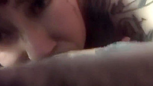 tattooed girl fucks at home with stranger