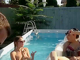 teen 18+ Milf And Dude On Outdoor Pool Sex