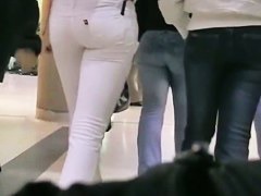 teen 18+ babe with perfect ass in tight white jeans