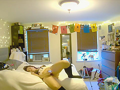 your girlfriend orgasms with vibrator while you watch through pet cam