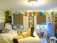 your girlfriend orgasms with vibrator while you watch through pet cam