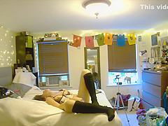 your girlfriend orgasms with vibrator while you watch through pet cam